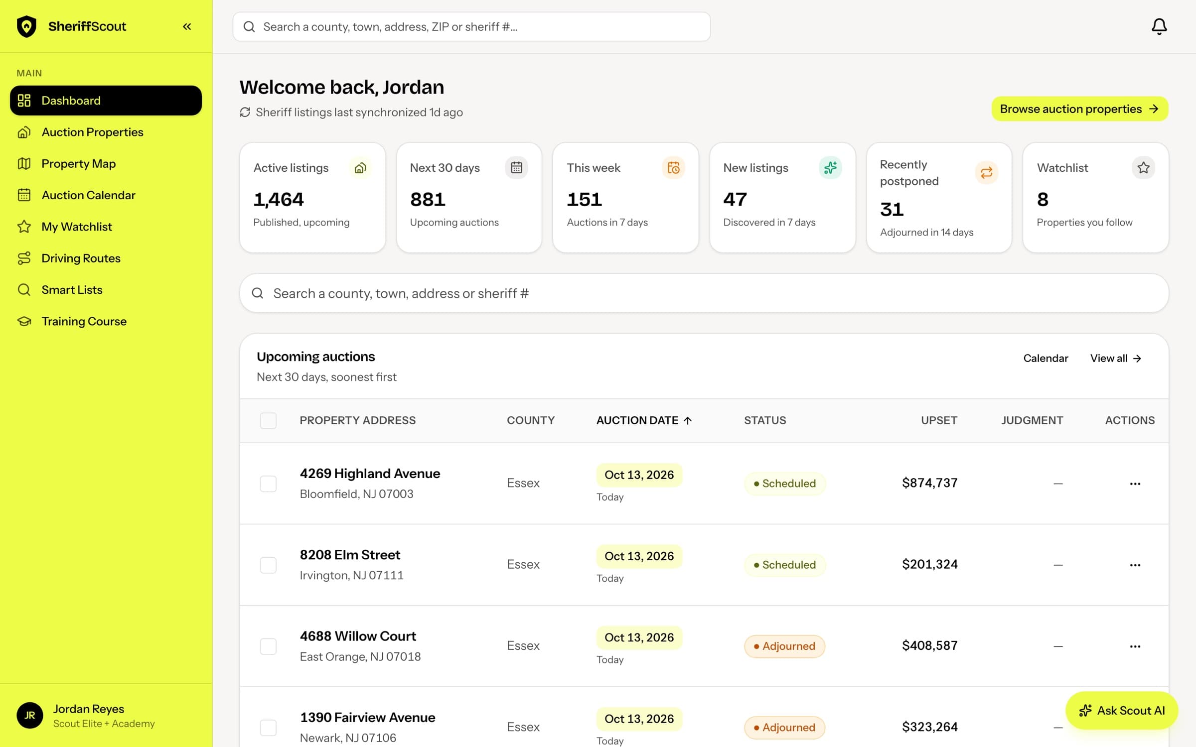SheriffScout dashboard