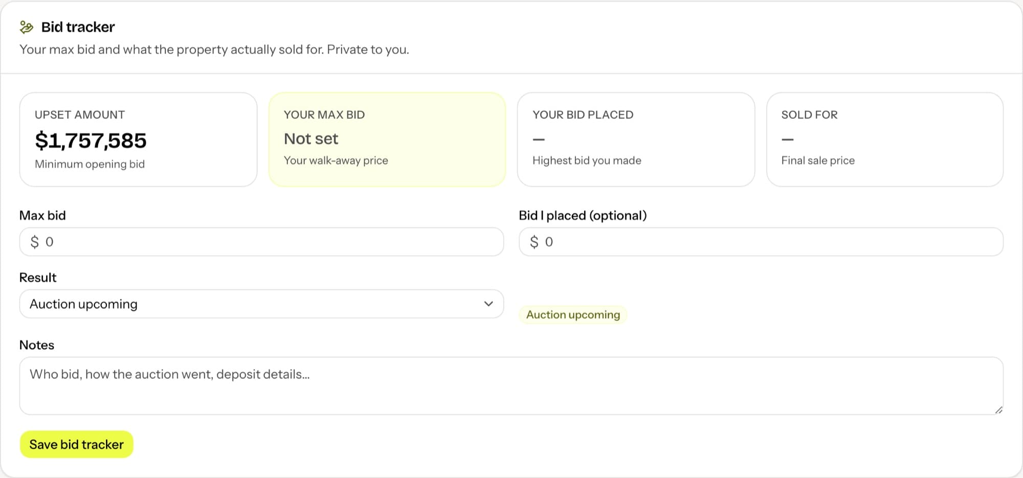 Bid tracker